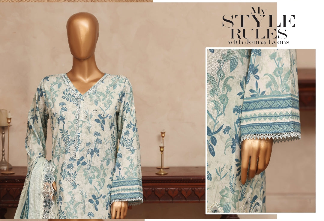 Riwayat Premium Printed & Embroidered Suit - CT-26101