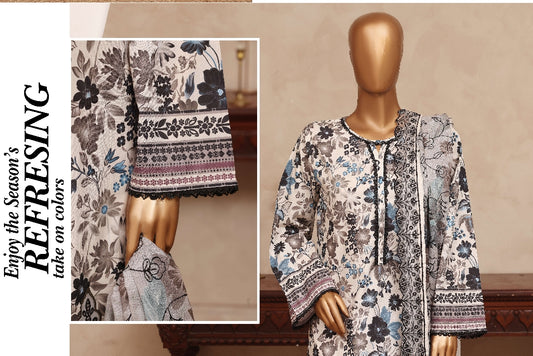 Riwayat Refreshing Printed & Embroidered Cotton - 3 Piece Unstitched Suit