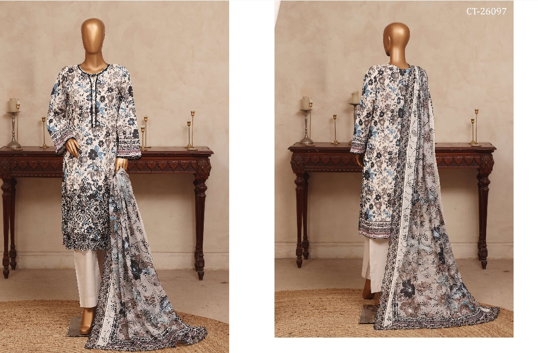 Riwayat Refreshing Printed & Embroidered Cotton - 3 Piece Unstitched Suit