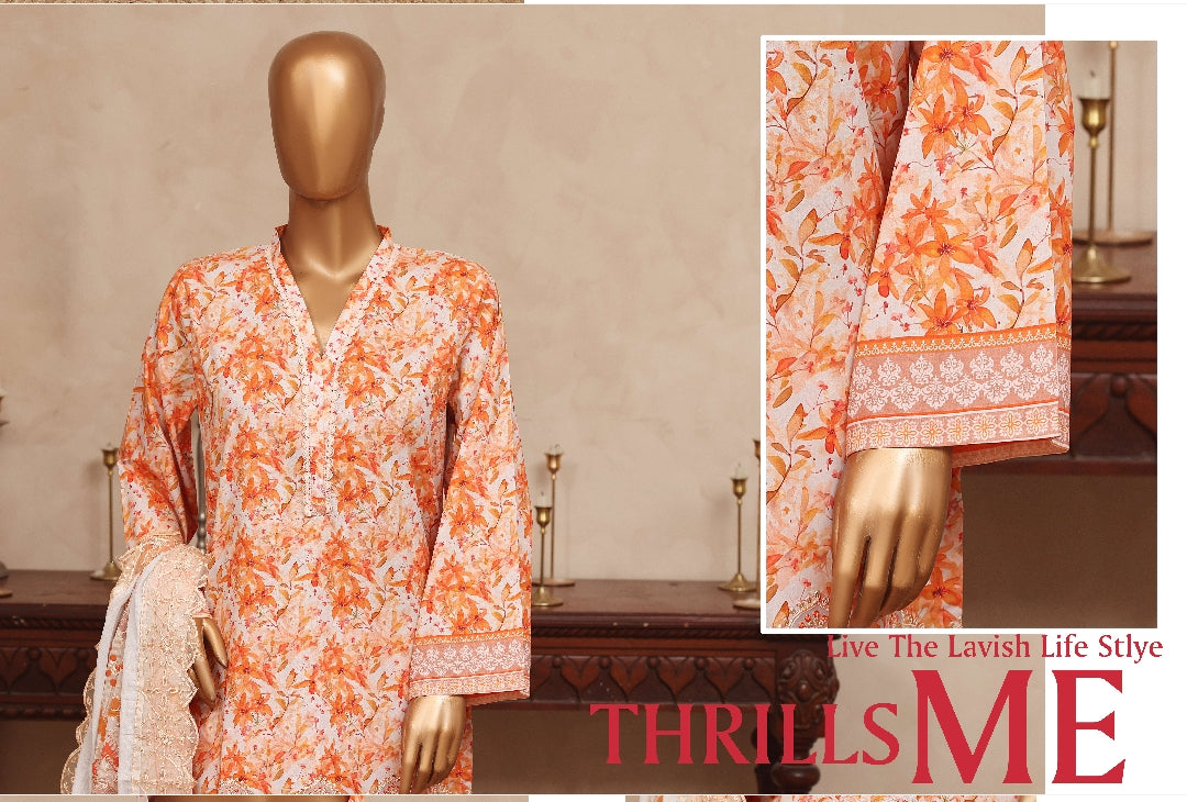 Riwayat Floral Printed & Embroidered Suit - 3 Piece Unstitched