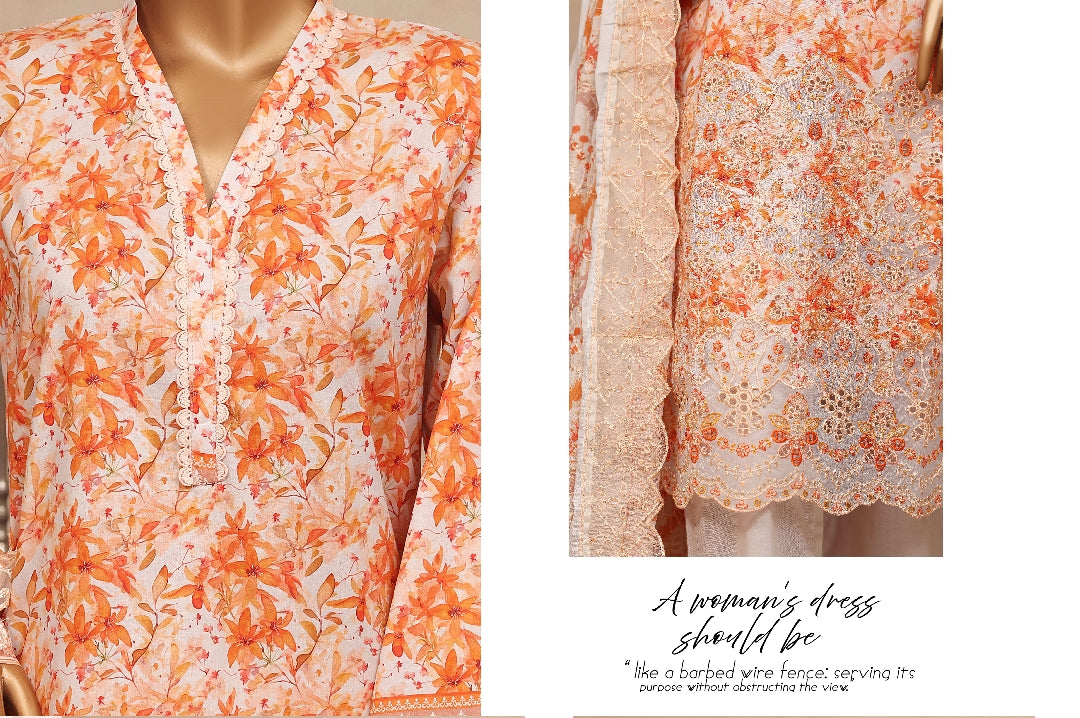 Riwayat Floral Printed & Embroidered Suit - 3 Piece Unstitched