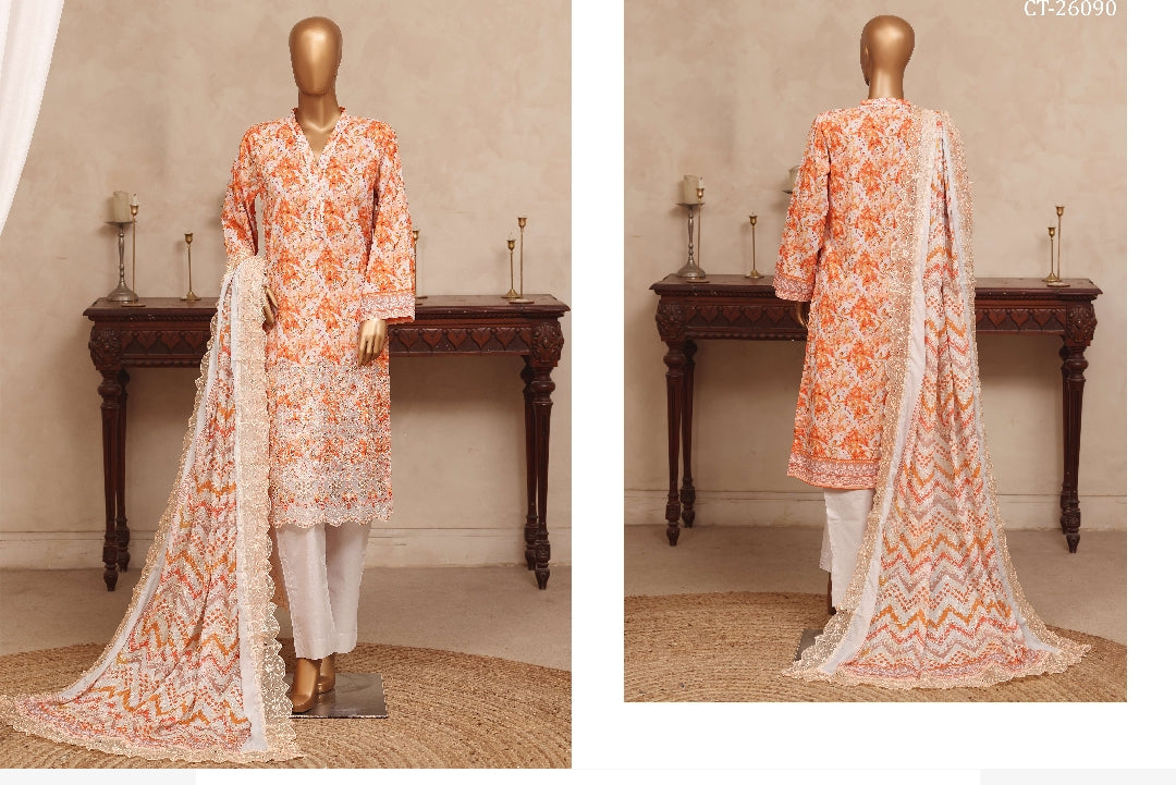 Riwayat Floral Printed & Embroidered Suit - 3 Piece Unstitched