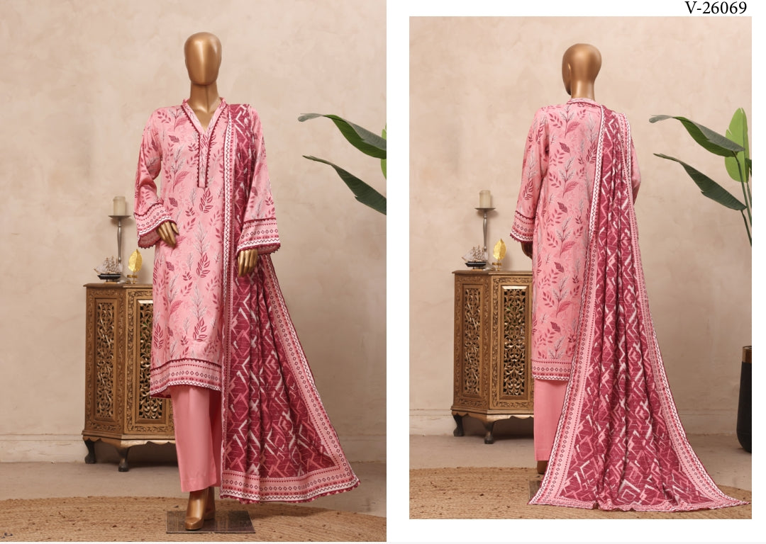 Riwayat Beautiful Minds Printed & Embellished Suit - 3 Piece Unstitched