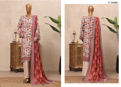 Riwayat Printed Polka & Sunburst Suit - 3 Piece Unstitched