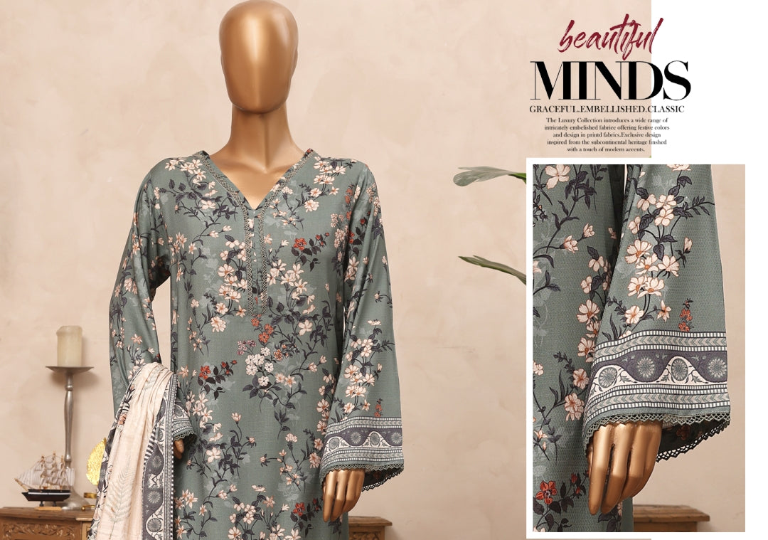 Riwayat Floral Printed & Lace Detailed Suit - 3 Piece Unstitched