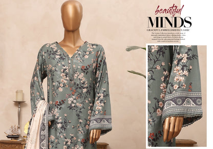 Riwayat Floral Printed & Lace Detailed Suit - 3 Piece Unstitched