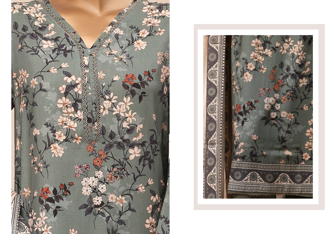 Riwayat Floral Printed & Lace Detailed Suit - 3 Piece Unstitched